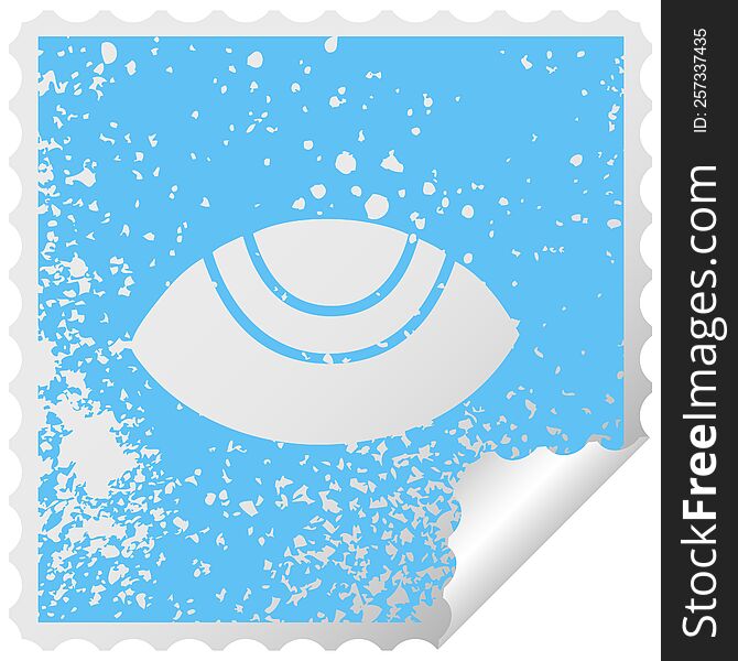 distressed square peeling sticker symbol eye looking up