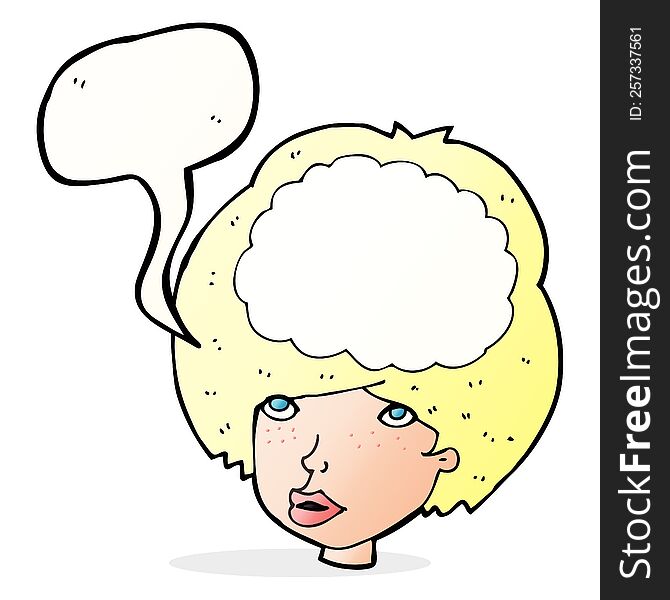 cartoon empty headed woman with speech bubble