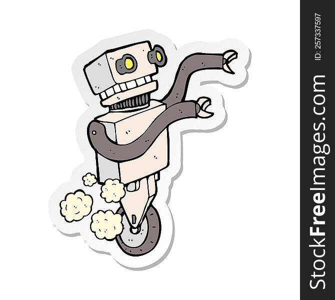 Sticker Of A Cartoon Funny Robot