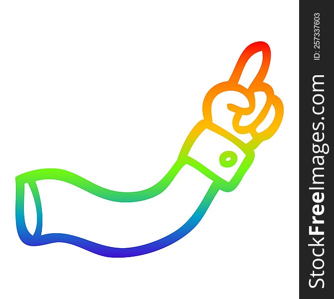 Rainbow Gradient Line Drawing Cartoon Pointing Arm