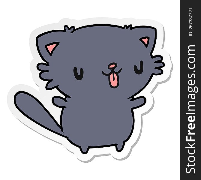 sticker cartoon illustration of cute kawaii cat. sticker cartoon illustration of cute kawaii cat