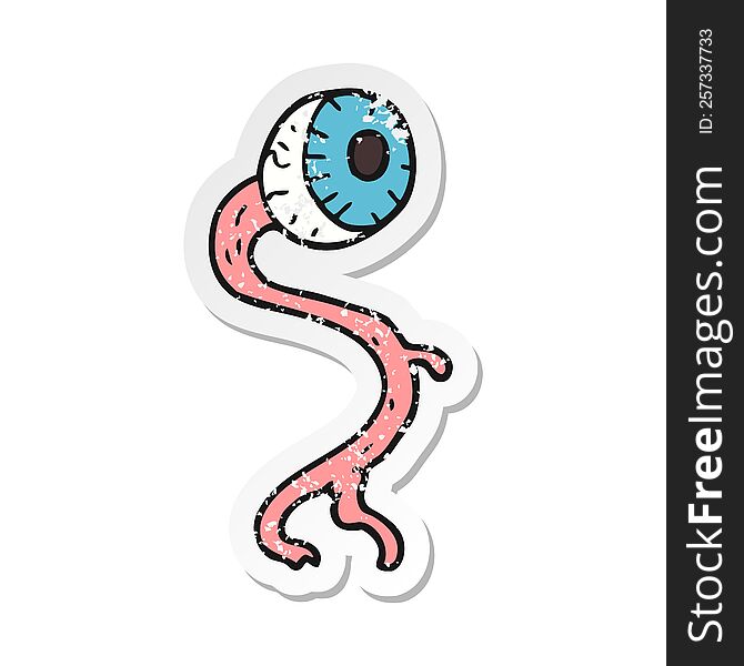 retro distressed sticker of a gross cartoon eyeball
