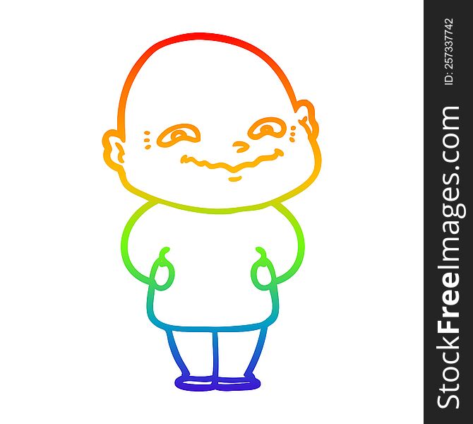 rainbow gradient line drawing of a cartoon creepy guy