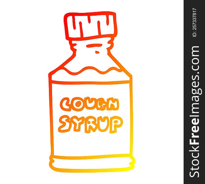 warm gradient line drawing of a cartoon cough syrup