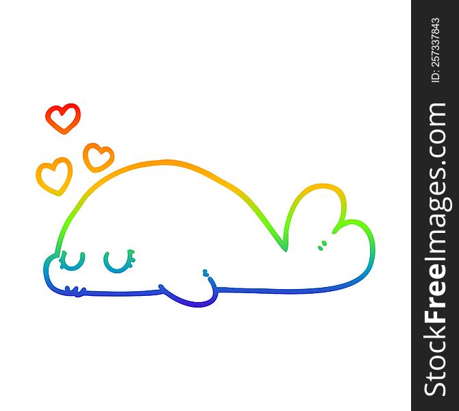 Rainbow Gradient Line Drawing Cute Cartoon Dolphin