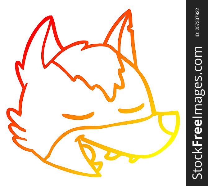 Warm Gradient Line Drawing Cartoon Wolf Face