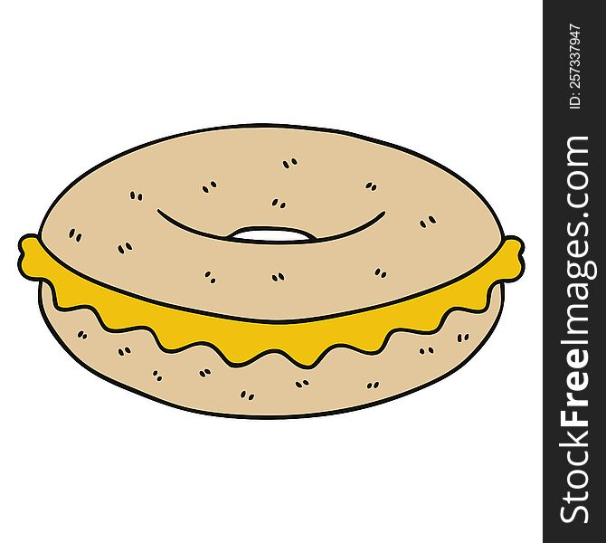 Quirky Hand Drawn Cartoon Cheese Bagel