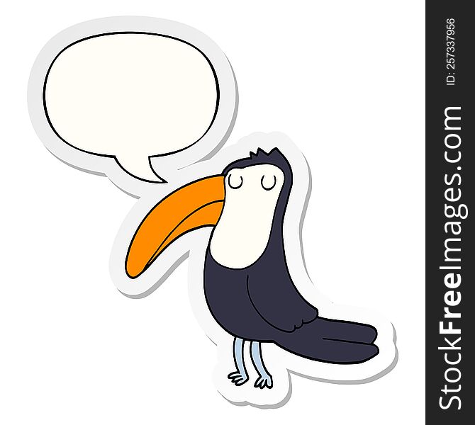 cartoon toucan with speech bubble sticker. cartoon toucan with speech bubble sticker