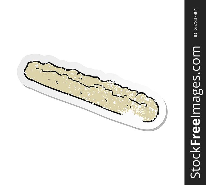 retro distressed sticker of a cartoon baguette