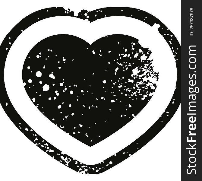 Distressed effect heart symbol graphic vector illustration icon. Distressed effect heart symbol graphic vector illustration icon