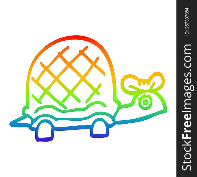 Rainbow Gradient Line Drawing Cartoon Funny Tortoise