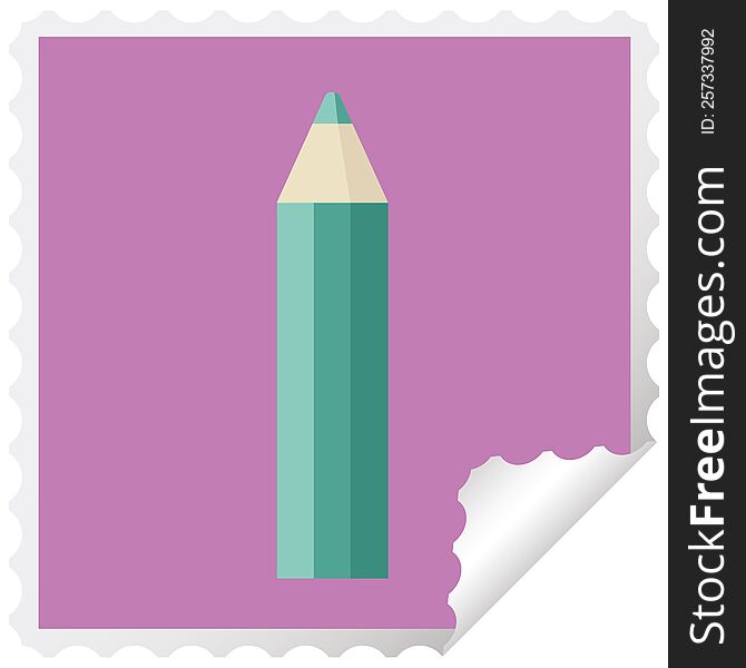 green coloring pencil graphic square sticker stamp. green coloring pencil graphic square sticker stamp