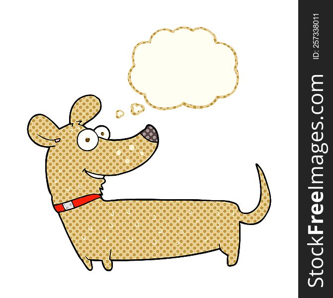 freehand drawn thought bubble cartoon happy dog