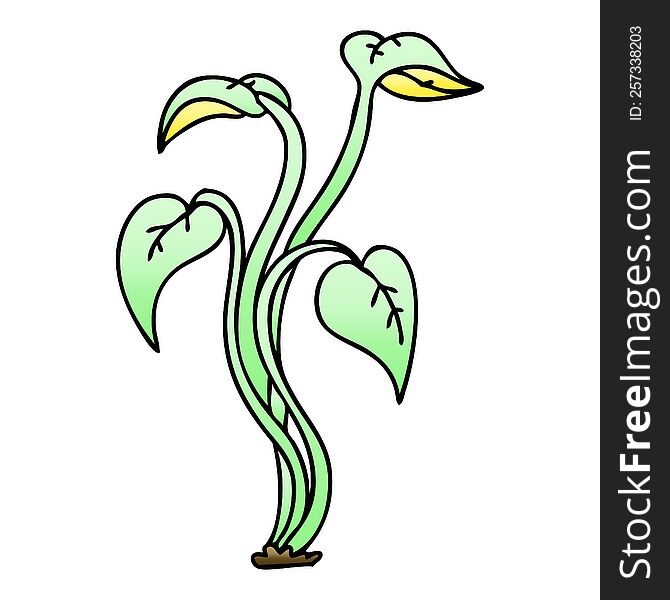Quirky Gradient Shaded Cartoon Plant