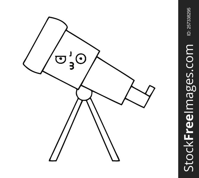 line drawing cartoon of a telescope
