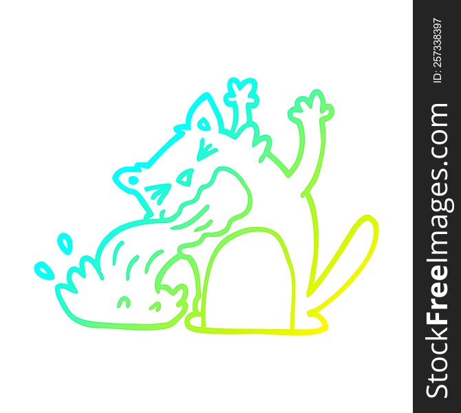 Cold Gradient Line Drawing Cartoon Cat Being Sick
