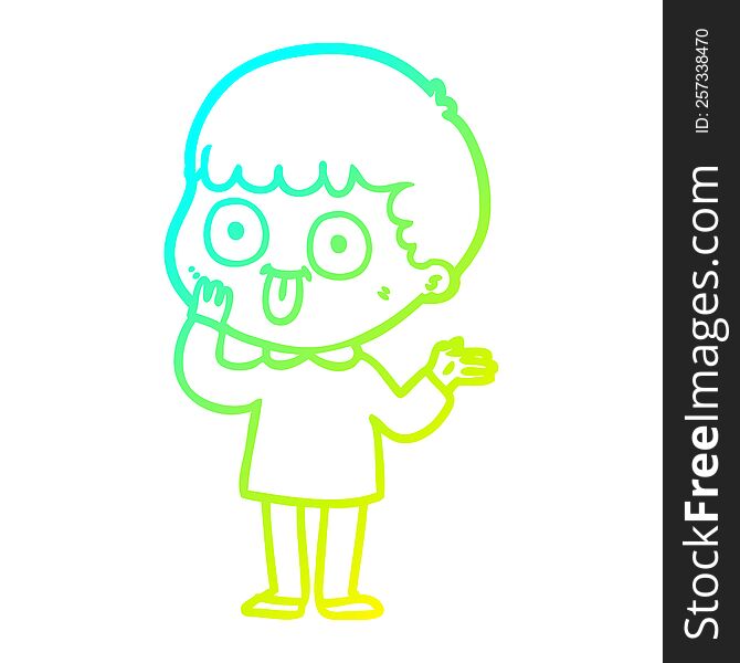 cold gradient line drawing of a cartoon man staring