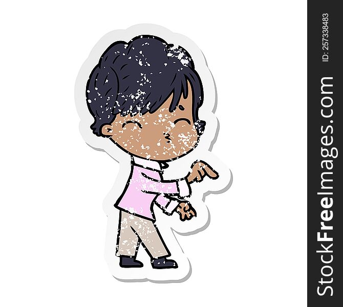 Distressed Sticker Of A Cartoon Woman Thinking