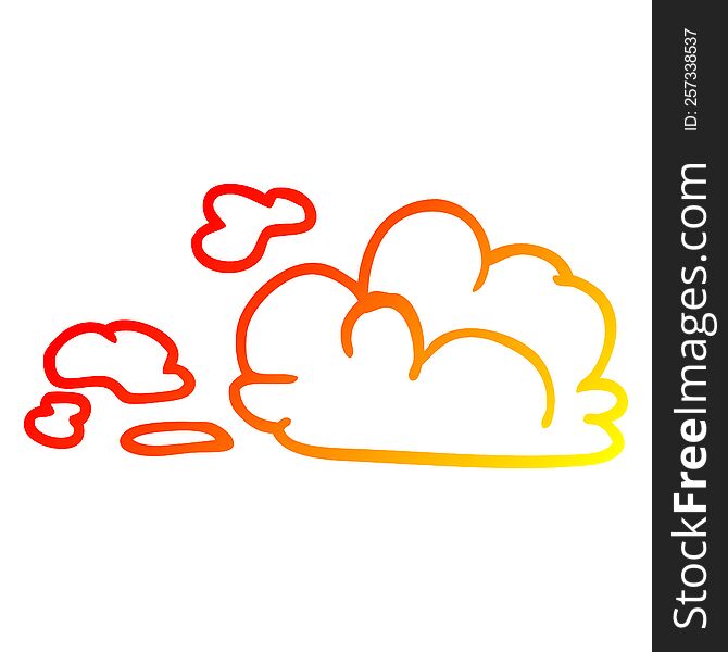 warm gradient line drawing of a cartoon fluffy white clouds