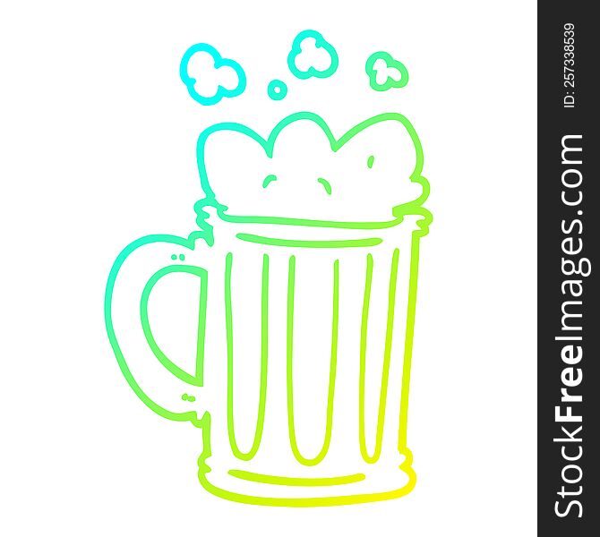 cold gradient line drawing of a cartoon pint of beer