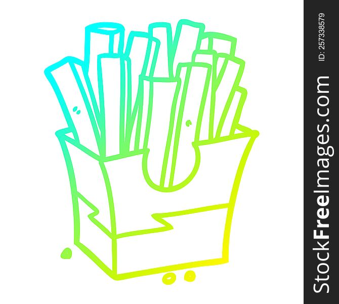 cold gradient line drawing of a junk food fries