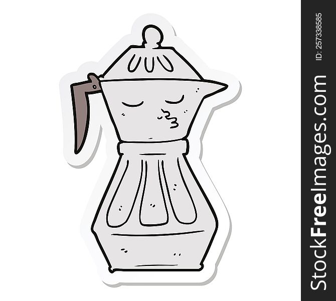 sticker of a cartoon coffee pot