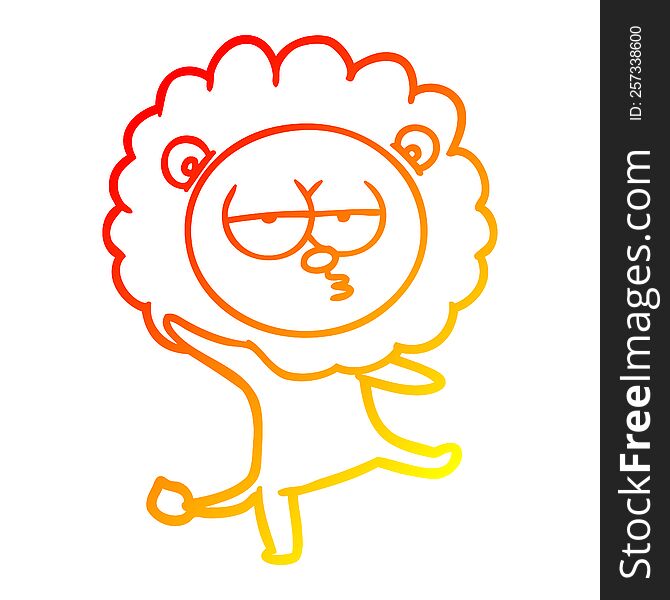 warm gradient line drawing of a cartoon dancing lion