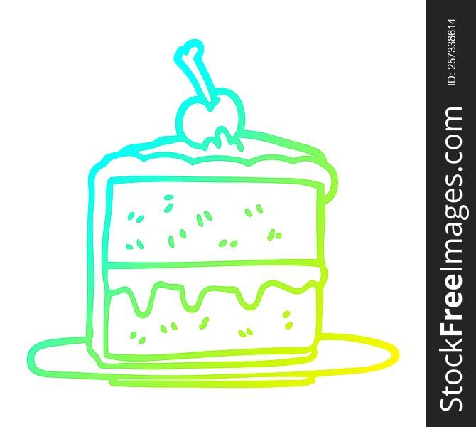 cold gradient line drawing of a cartoon cake slice
