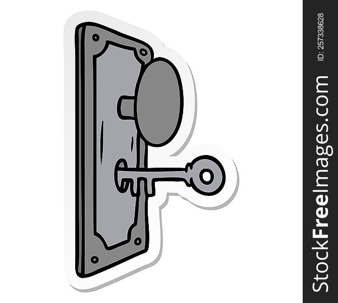 Sticker Cartoon Doodle Of A Door Handle