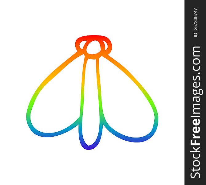 Rainbow Gradient Line Drawing Cartoon Still Moth