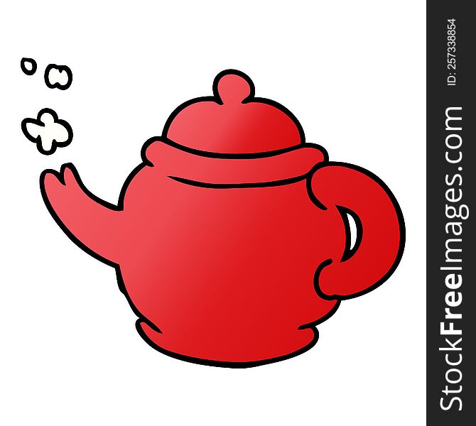 hand drawn gradient cartoon doodle of a blue tea pot