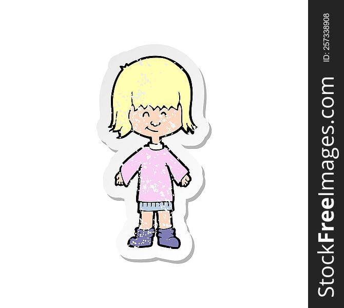 Retro Distressed Sticker Of A Cartoon Girl
