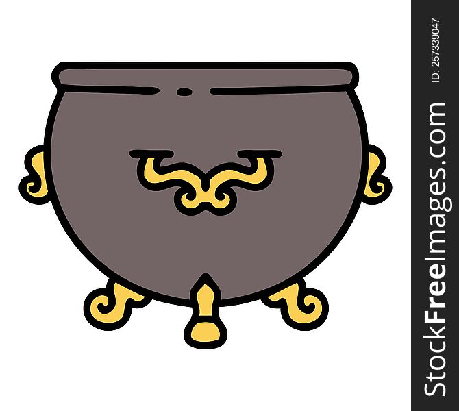 tattoo in traditional style of a cauldron. tattoo in traditional style of a cauldron