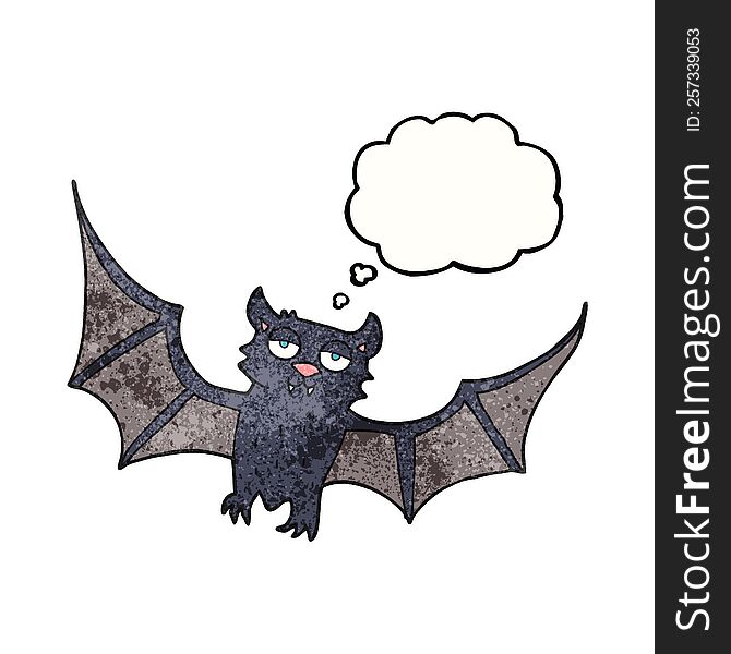 freehand drawn thought bubble textured cartoon halloween bat