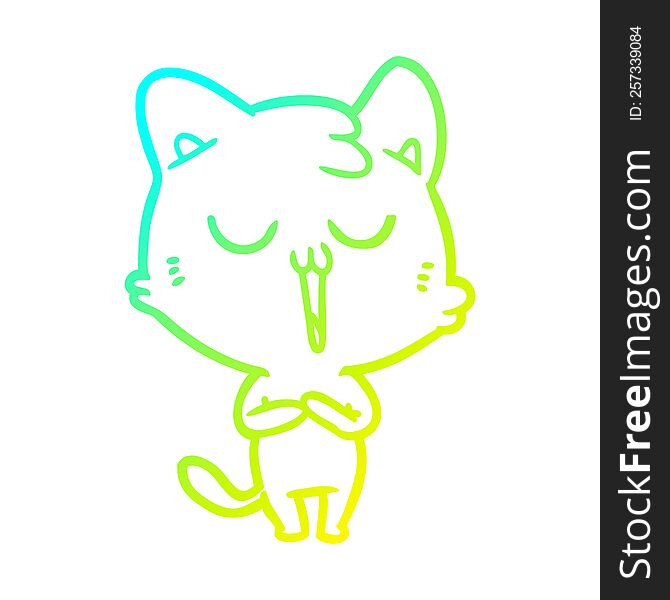 cold gradient line drawing cartoon cat singing