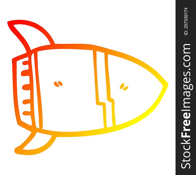 warm gradient line drawing of a cartoon space rocket