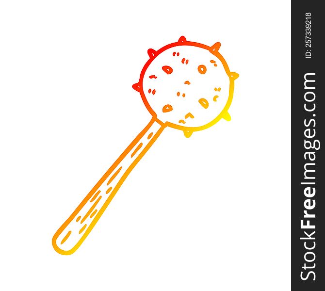 warm gradient line drawing medieval mace weapon