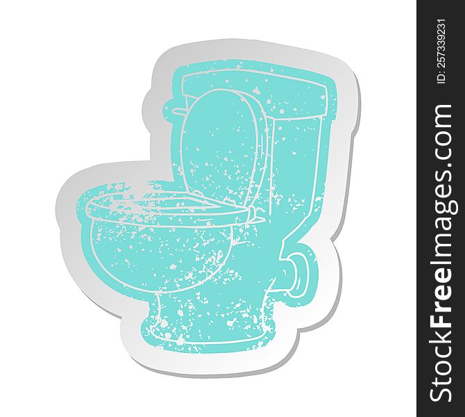 distressed old cartoon sticker of a bathroom toilet. distressed old cartoon sticker of a bathroom toilet