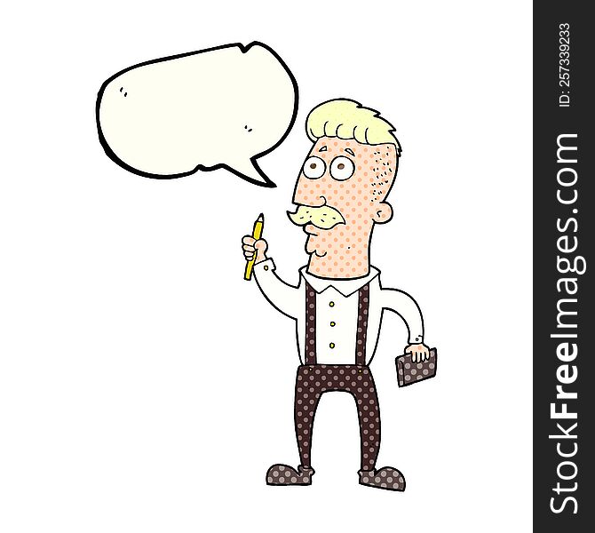 comic book speech bubble cartoon man with notebook