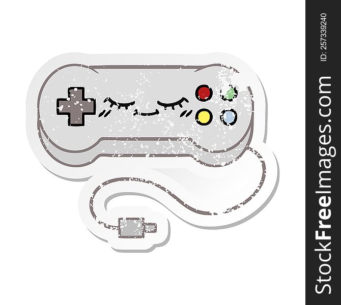 distressed sticker of a cute cartoon game controller