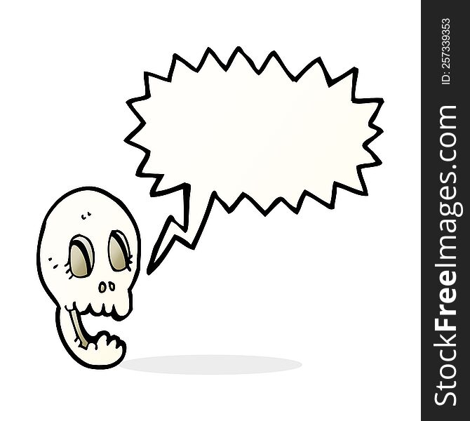 Funny Cartoon Skull With Speech Bubble