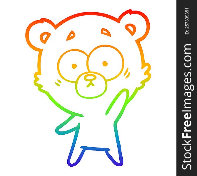 rainbow gradient line drawing of a surprised polar bear cartoon