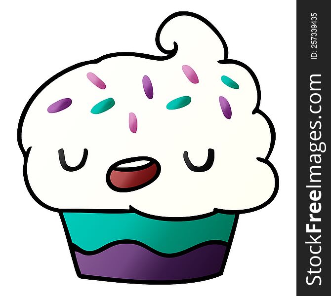 Gradient Cartoon Kawaii Of A Cute Cupcake