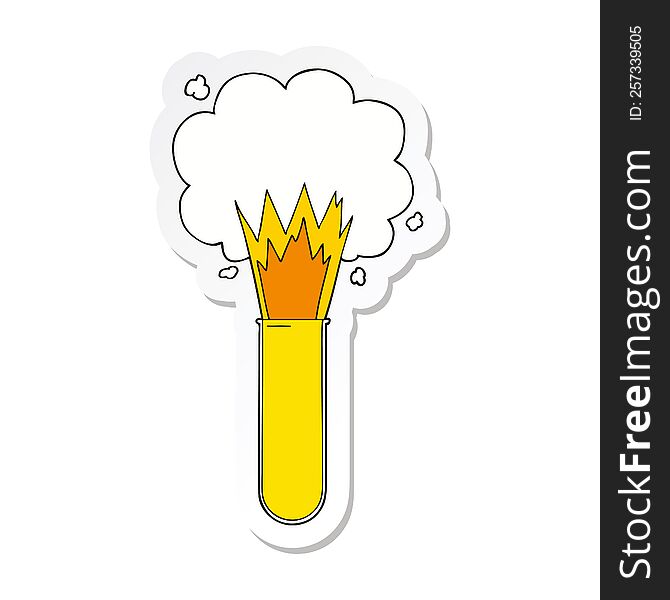 sticker of a cartoon exploding chemicals in test tube