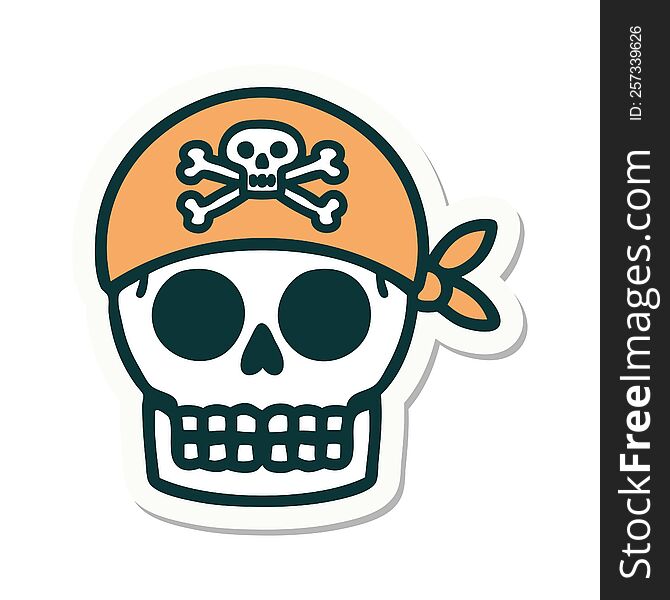 Tattoo Style Sticker Of A Pirate Skull