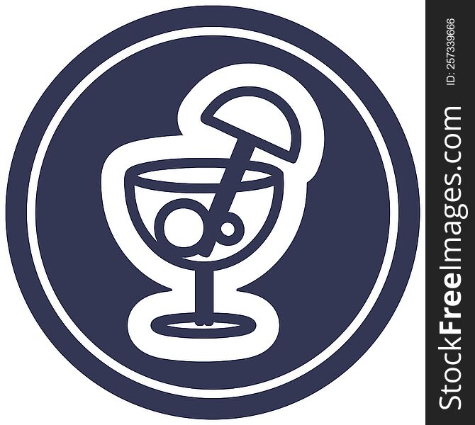 cocktail with umbrella circular icon symbol