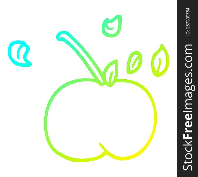 Cold Gradient Line Drawing Cartoon Juicy Apple