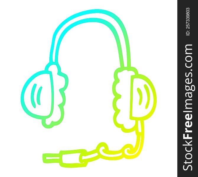 cold gradient line drawing of a cartoon ear phones
