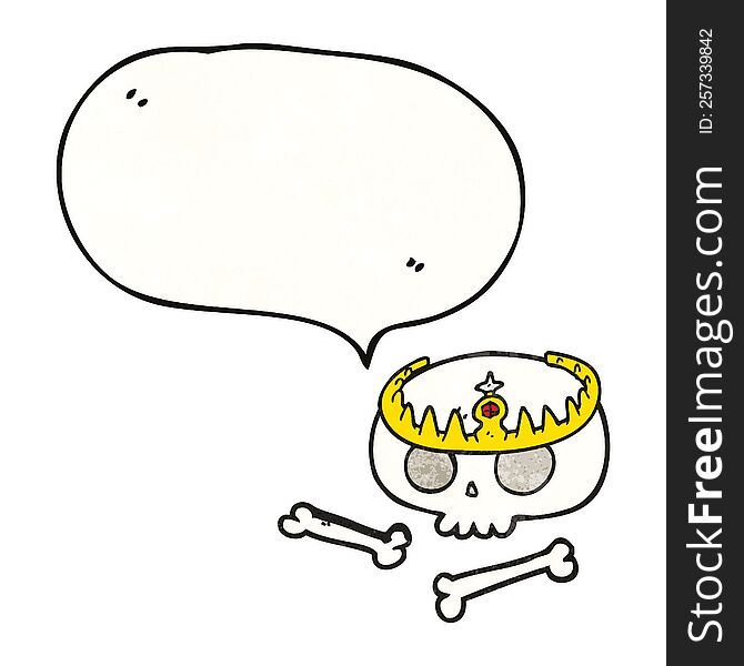 Texture Speech Bubble Cartoon Skull Wearing Tiara