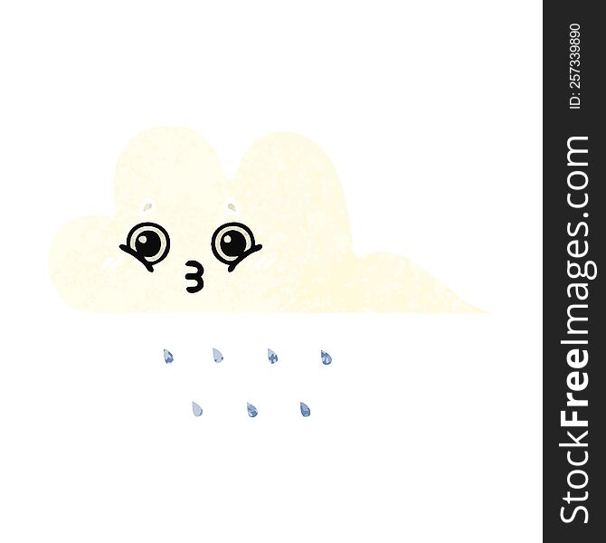 retro illustration style cartoon of a rain cloud